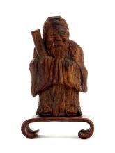 Antique Chinese Hand Carved Wooden Priest
