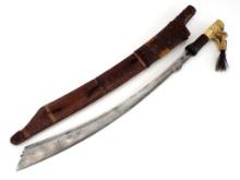 Antique Indonesian Borneo Dayak Headhunters JIMPUL Sword Dagger Fine Carved Grip