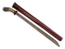 Fine Antique Sumatran Damascus Sword With Gold Covered Hilt
