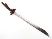 Very Fine Large Philippine Moro KAMPILAN Sword. Spectacular Carved Wood Hilt