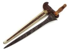 Antique Asian Indonesian KRIS Dagger FINE Grip Damascus Blade