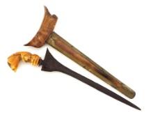 Antique Asian Indonesian KRIS Dagger FINE Grip Damascus Blade