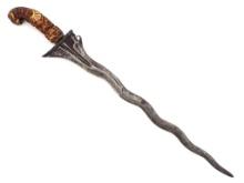 Antique Asian Indonesian Malaysian Damascus KRIS Dagger, FINE Carved Handle.