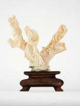 Antique Japanese Figurine Made of Carved White Coral