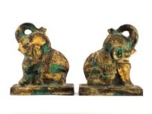Antique Pair Cast Iron Elephant