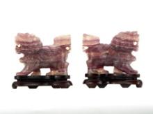 Antique Chinese Statue Foo Dog In Amethyst