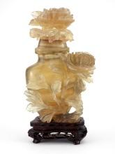 Antique Japanese Floral Carved Urn