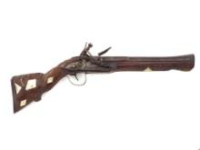 Antique German 18th. MOP Inlaid Flintlock Blunderbuss Pistol