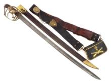 American Revolution Period Grenadier Guards Officer's Sword with Belt and Cartridge Box