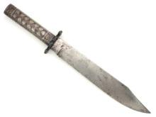 Interesting American Civil War era Bowie Knife with Silver Niello Work Handle
