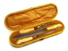 American Antique Inuit Carved Walrus Tusk Carving Set
