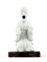 Japanese White Porcelain Figure Depicting A Scared Man