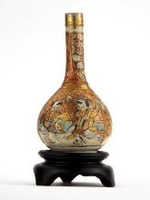 Antique Japanese Satsuma Gallbladder Vase Meiji