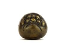 Antique Japanese Bronze Scholars Daruma Scroll Weight