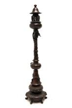 Japanese Meiji Period Bronze DRAGON AND CRANE FLOOR LAMP