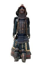 Japanese Circa 1600s Antique Samurai Armor and Helmet Set with a Box