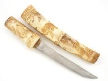 Antique Japanese Ladys Tanto Geisha Knife Dagger Nice Carved Mounts and Scabbard
