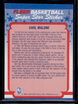 Karl Malone 1988 Fleer Super Star Sticker Subset #8