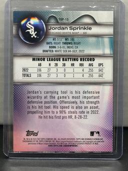 Jordan Sprinkle 2023 Bowman Platinum Green Ice (#28/299) Top Prospectc Rookie #TOP-13