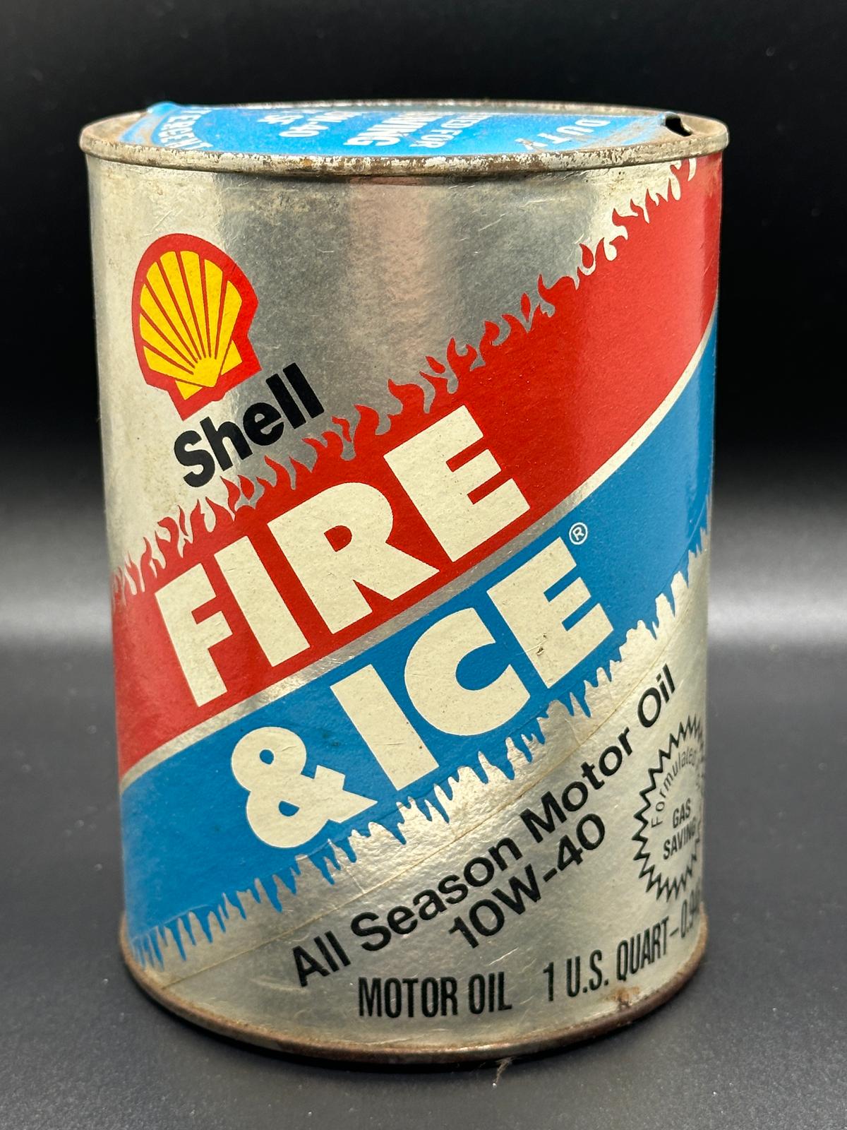 Shell Fire and Ice 10W-40 Motor Oil Can 1 Quart Empty