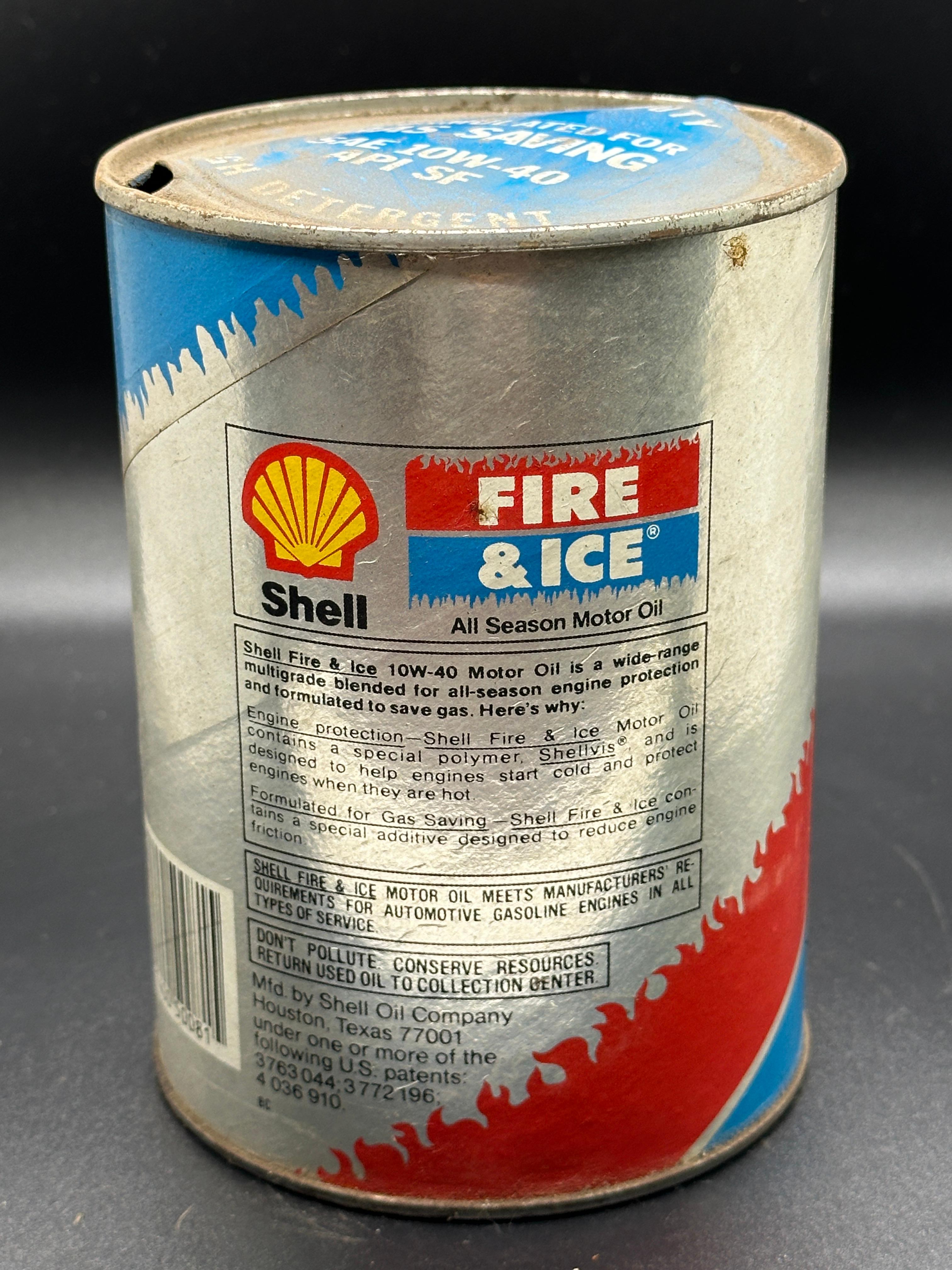 Shell Fire and Ice All Season 10W-40 Motor Oil Can 1 Quart Empty