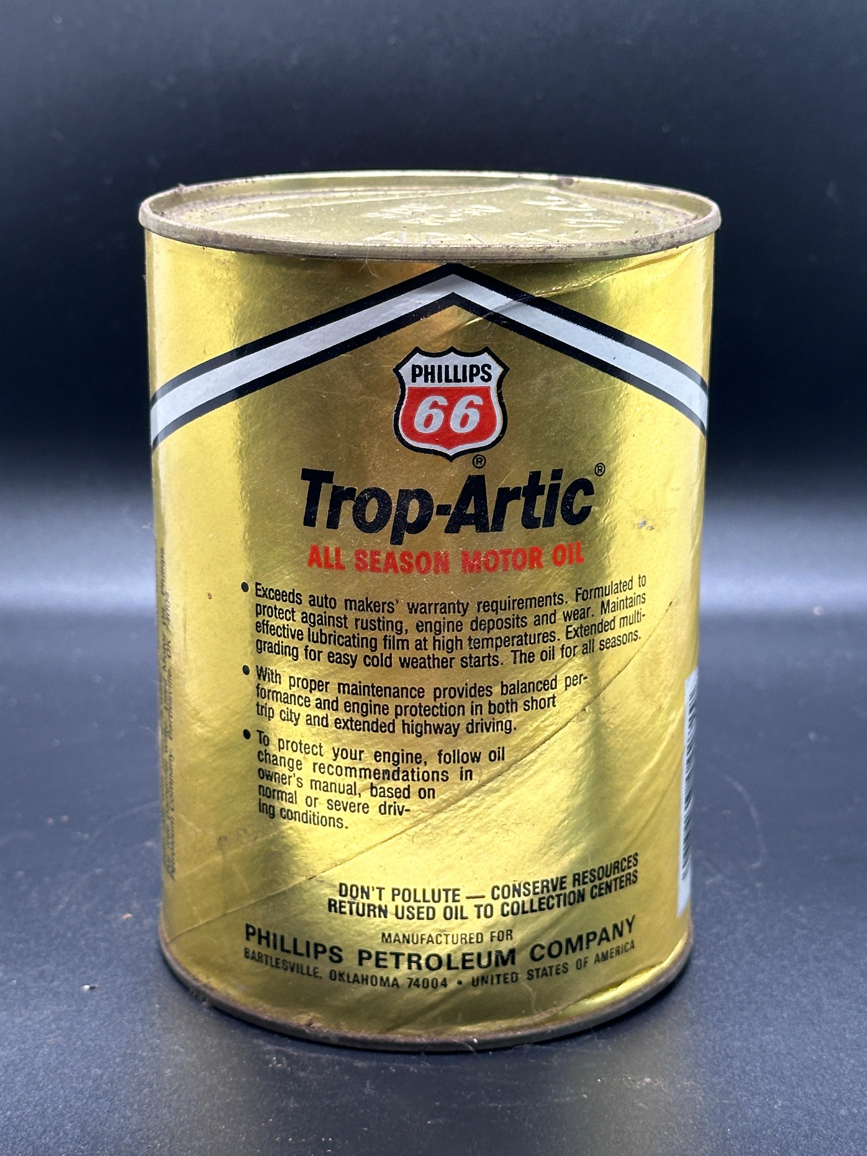 Phillips 66 Trop-Arctic All Season Motor Oil Can 1 Quart Empty