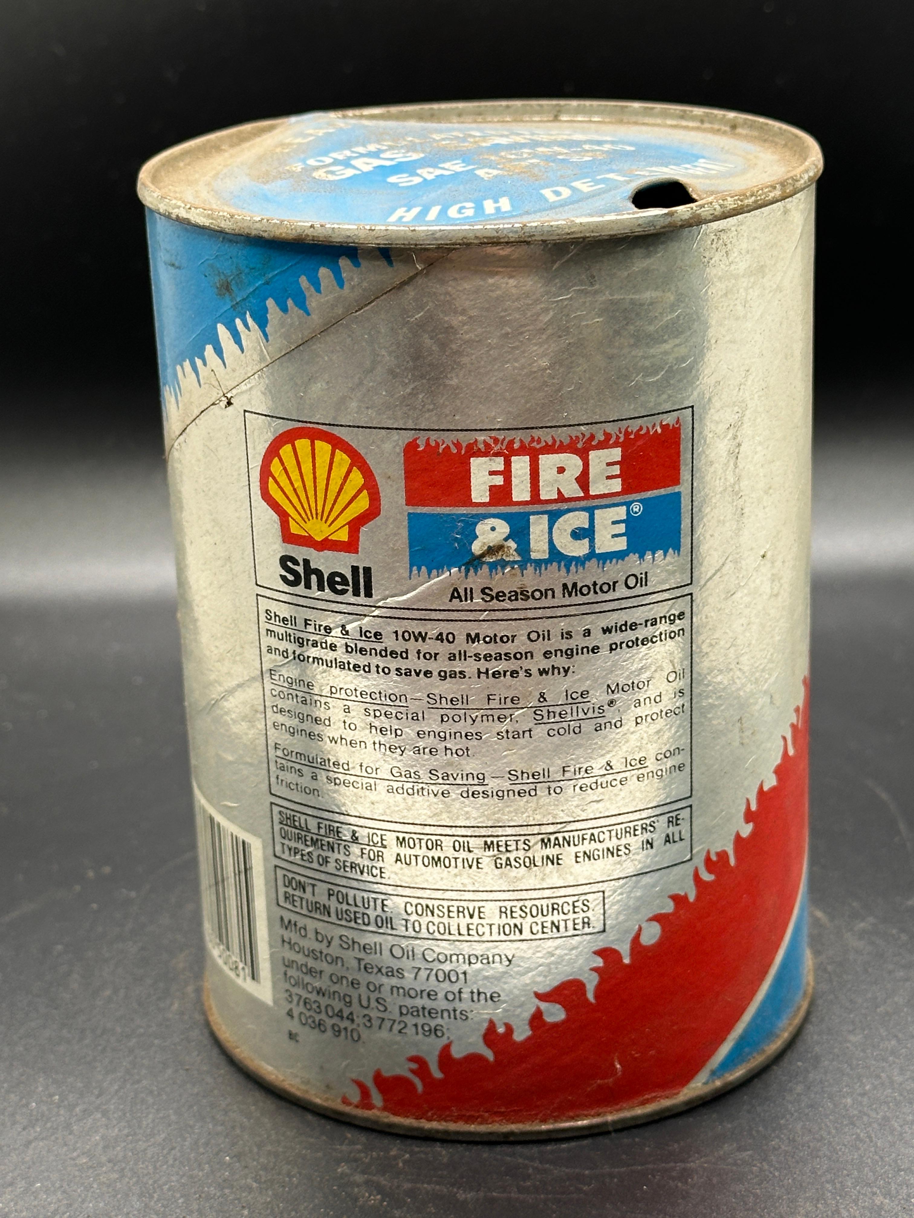Shell Fire and Ice All Season 10W-40 Motor Oil Can 1 Quart Empty