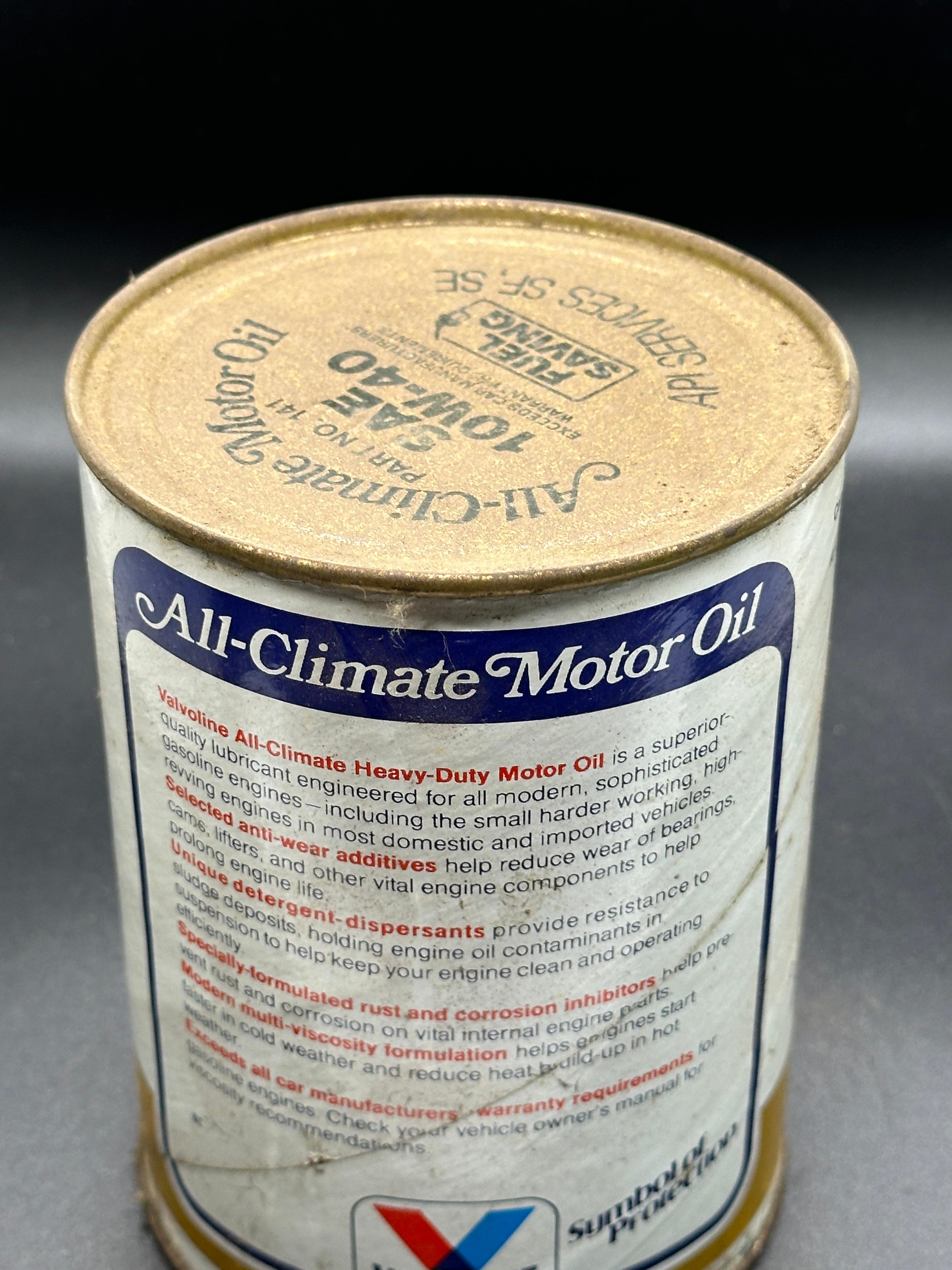 Valvoline All-Climate Motor Oil Can 1 Quart Full Can