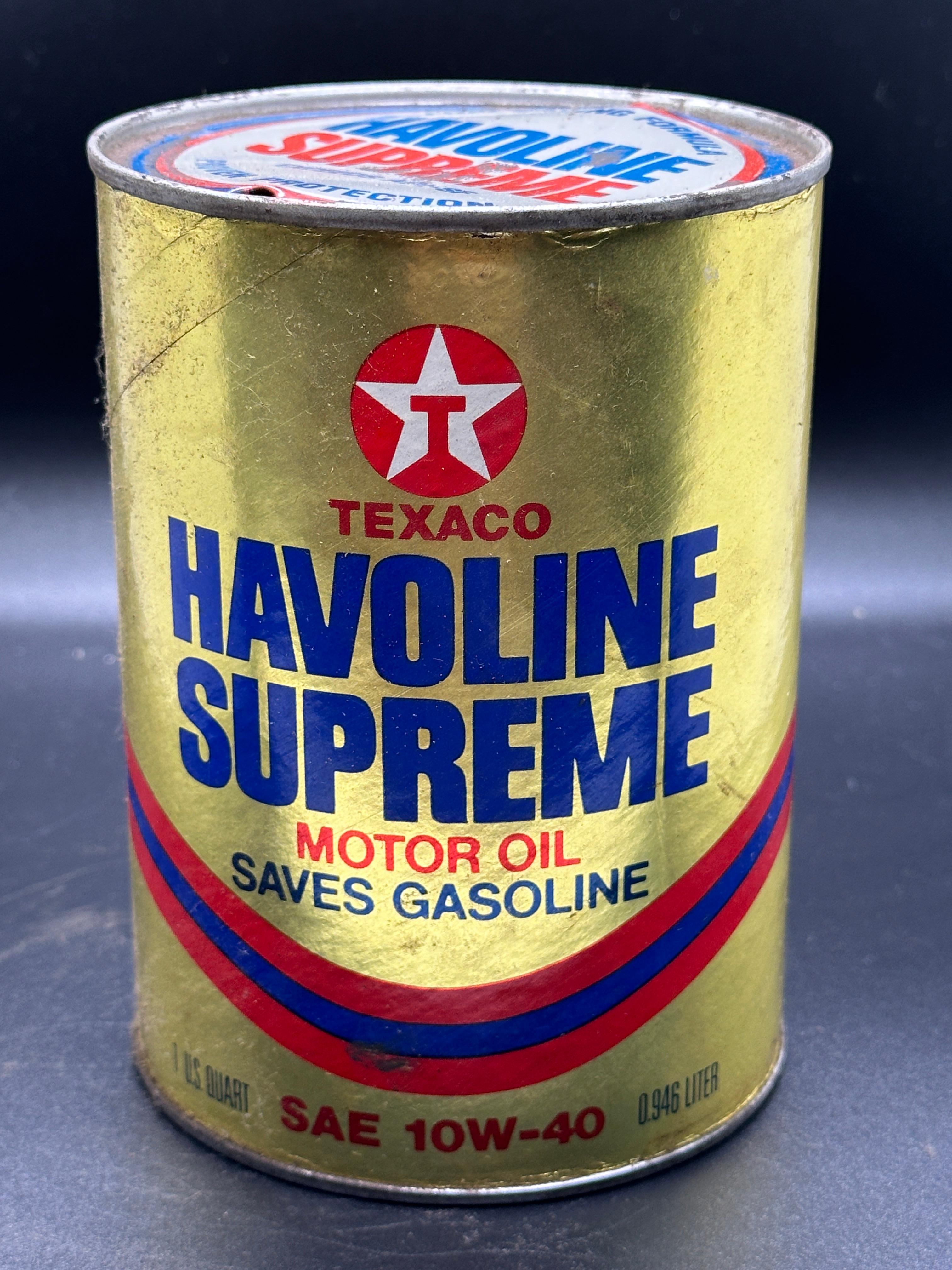 Texaco Havoline Supreme Motor Oil Can 1 Quart Empty