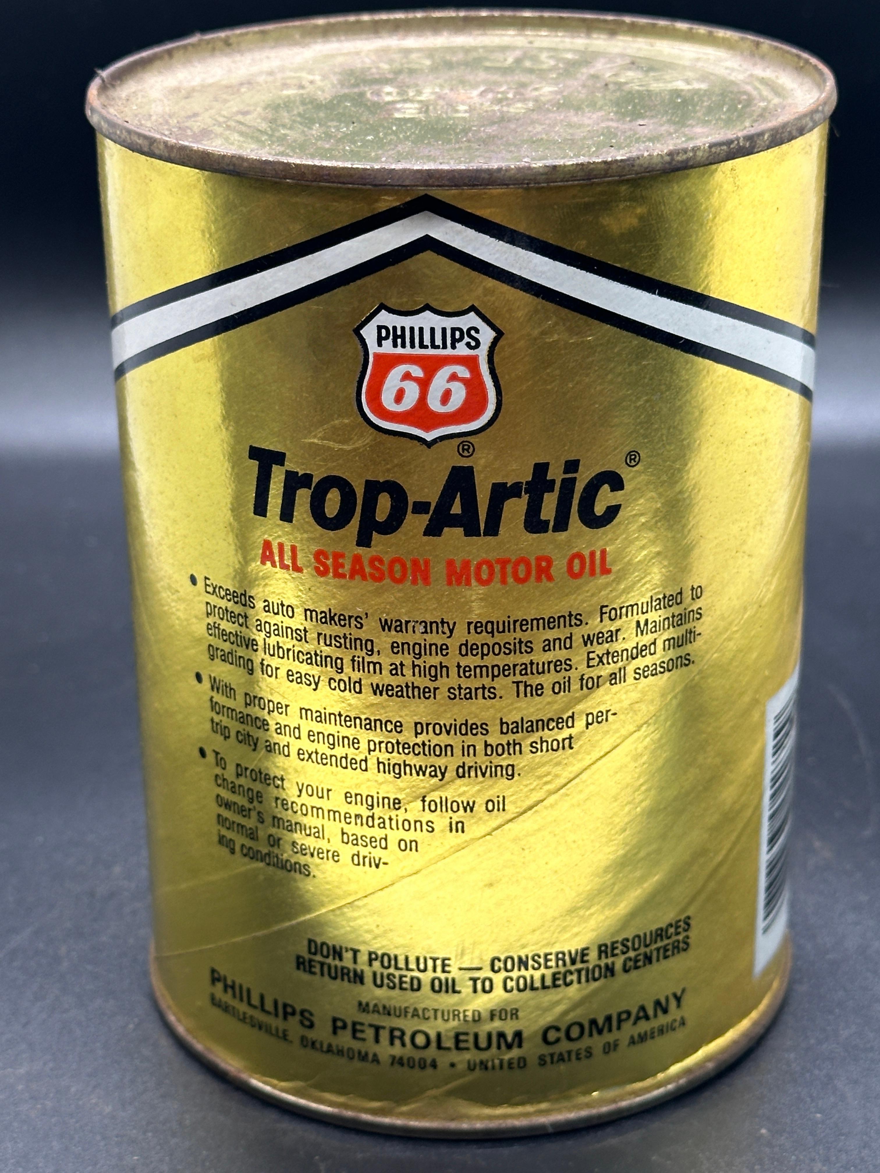 Phillips 66 Trop-Arctic All Season Motor Oil Can 1 Quart Full