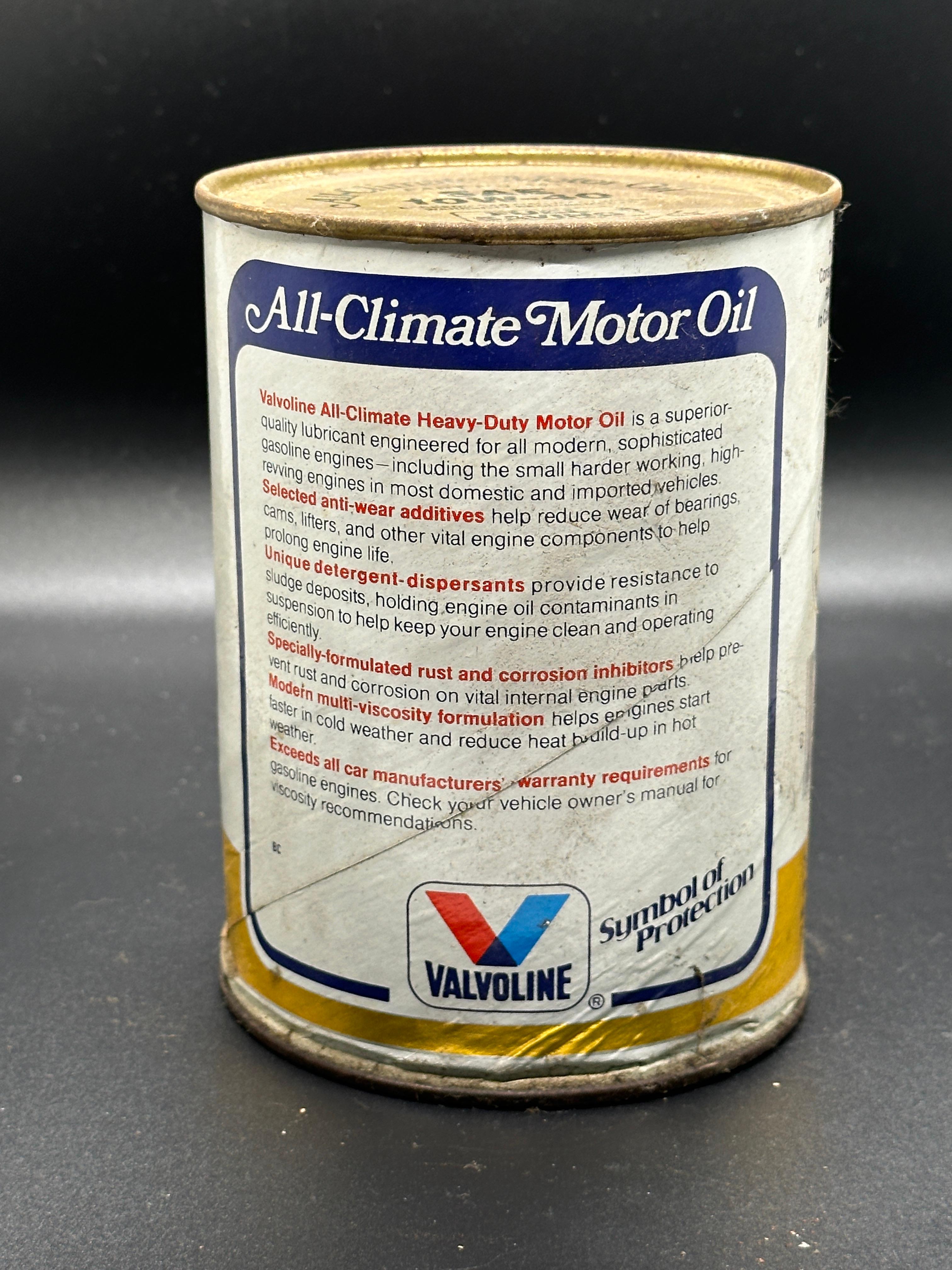 Valvoline All-Climate Motor Oil Can 1 Quart Full Can