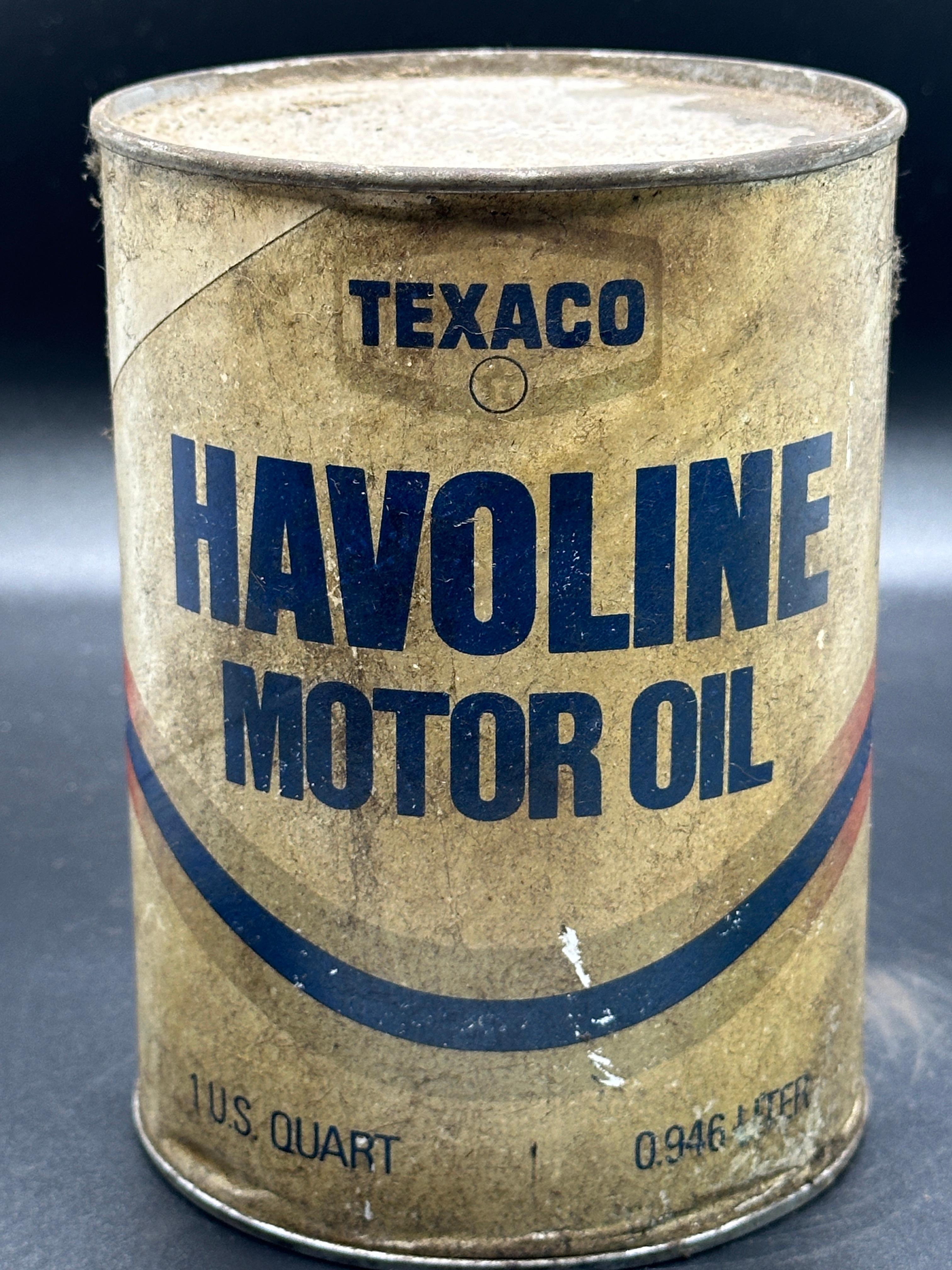 Texaco Havoline Motor Oil Can 1 Quart Full Can