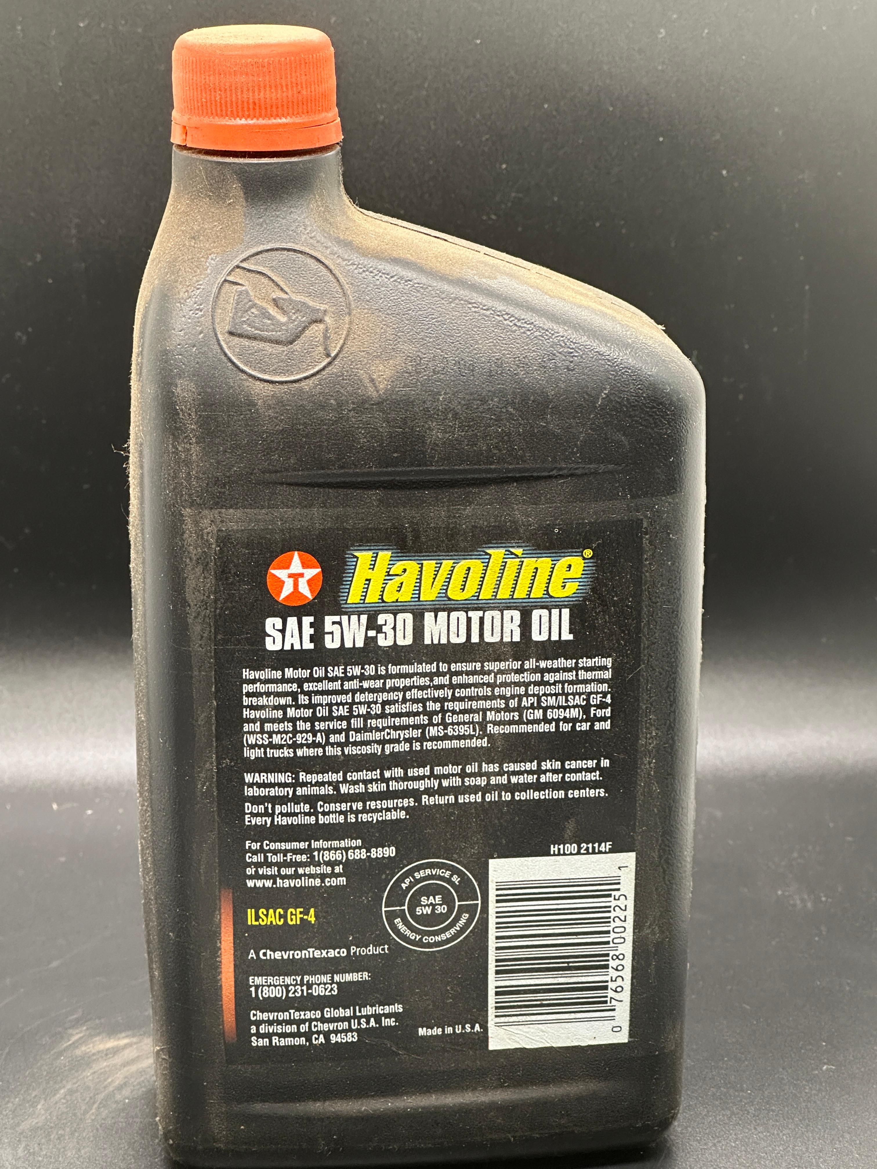 Havoline 100 Years 1904 - 2004 5W-30 Motor Oil 1 Quart Empty Bottle