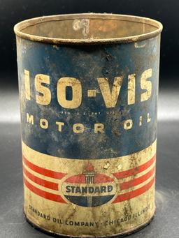 American Standard ISO-VIS Motor Oil 1 Quart Empty Can