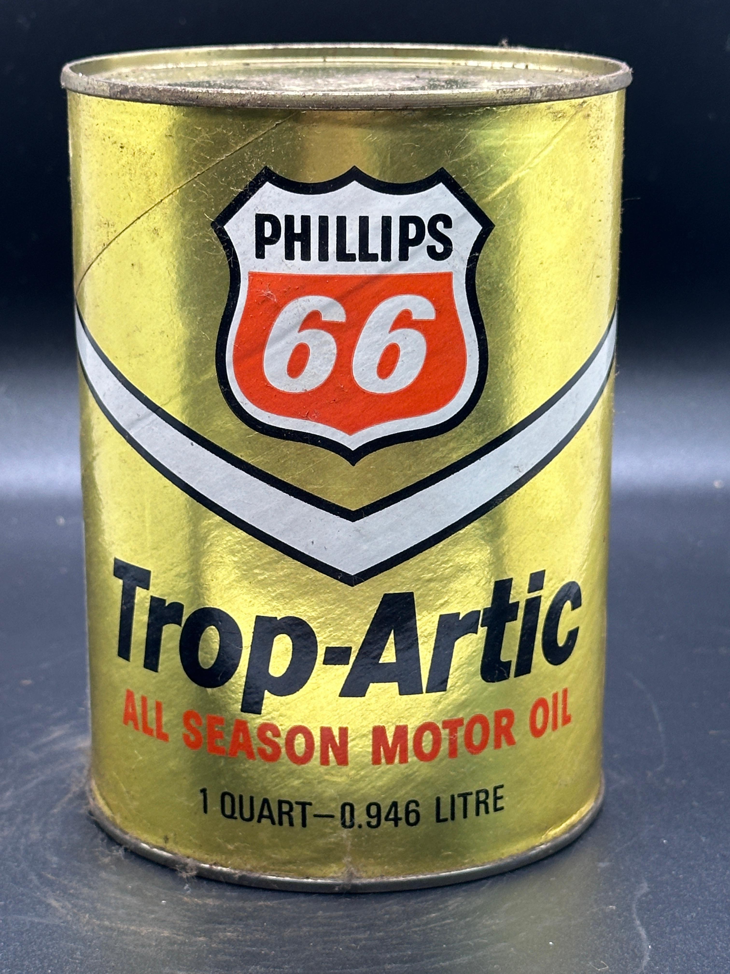 Phillips 66 Trop-Arctic All Season Motor Oil Can 1 Quart Full