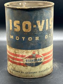 American Standard ISO-VIS Motor Oil 1 Quart Empty Can