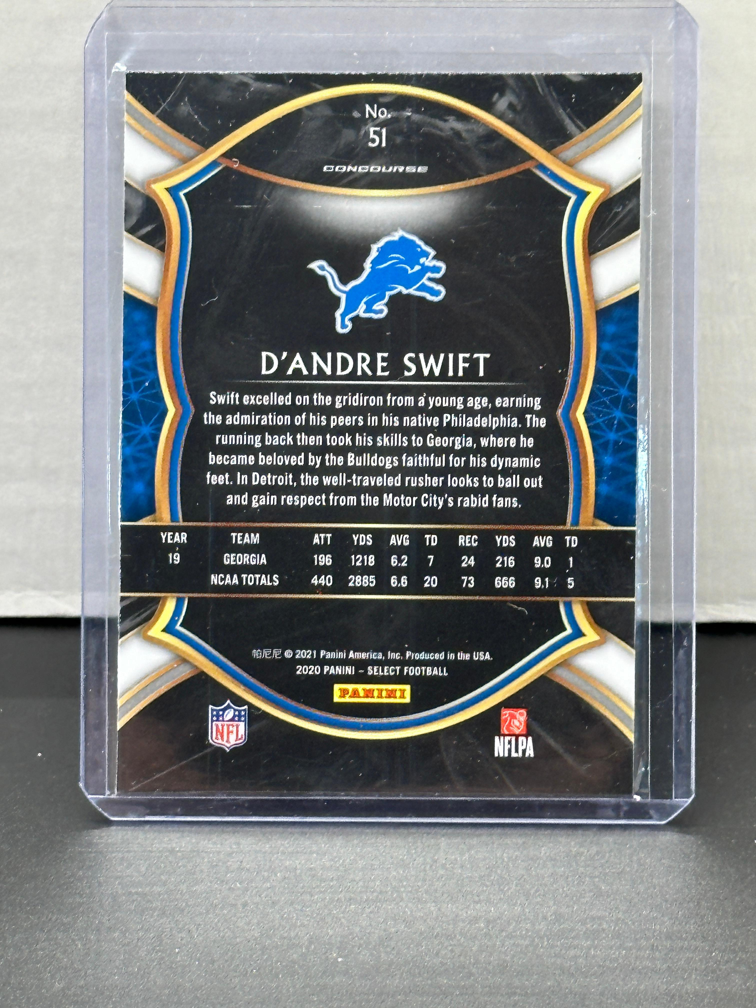 D'Andre Swift 2020 Panini Select Concourse Level Rookie RC #51