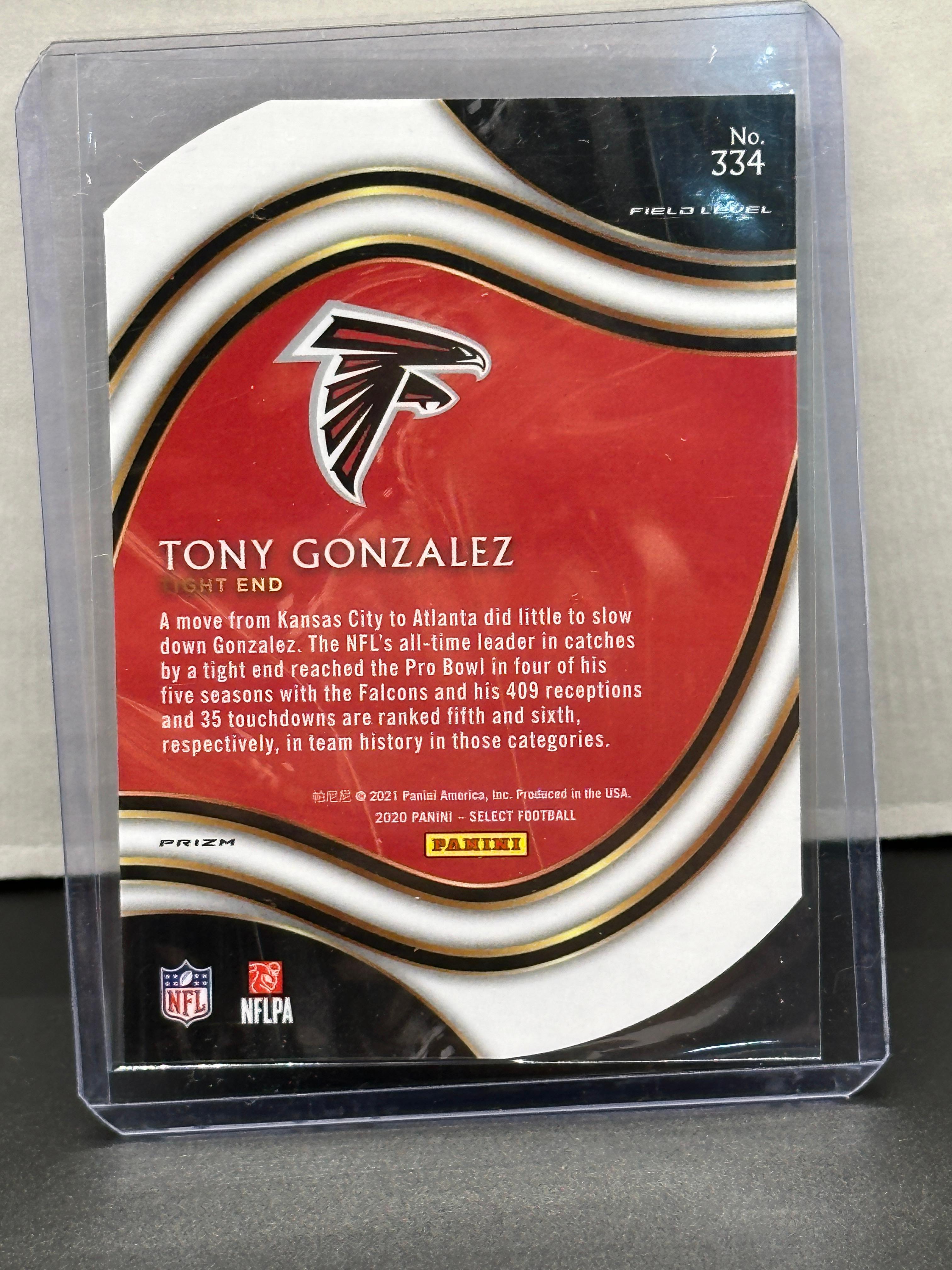 Tony Gonzalez 2020 Panini Select Purple Prizm Field Level Die Cut #334