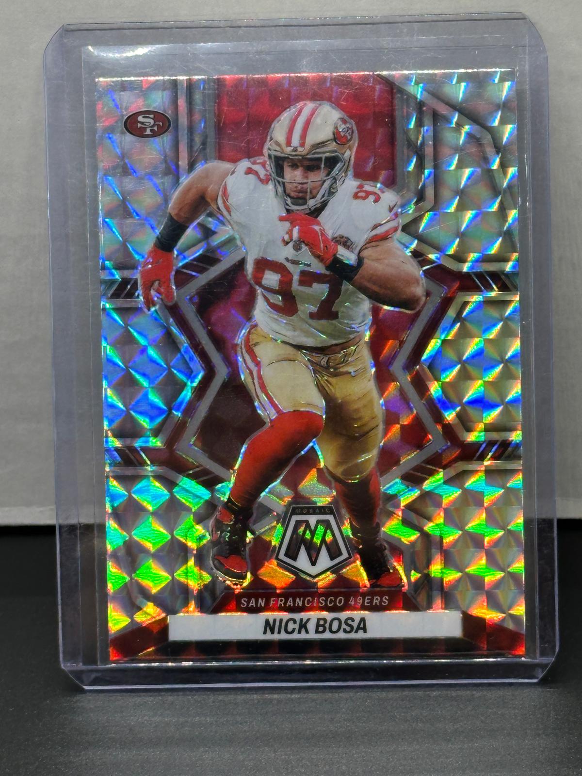 Nick Bosa 2022 Panini Mosaic Silver Mosaic Prizm Parallel #180