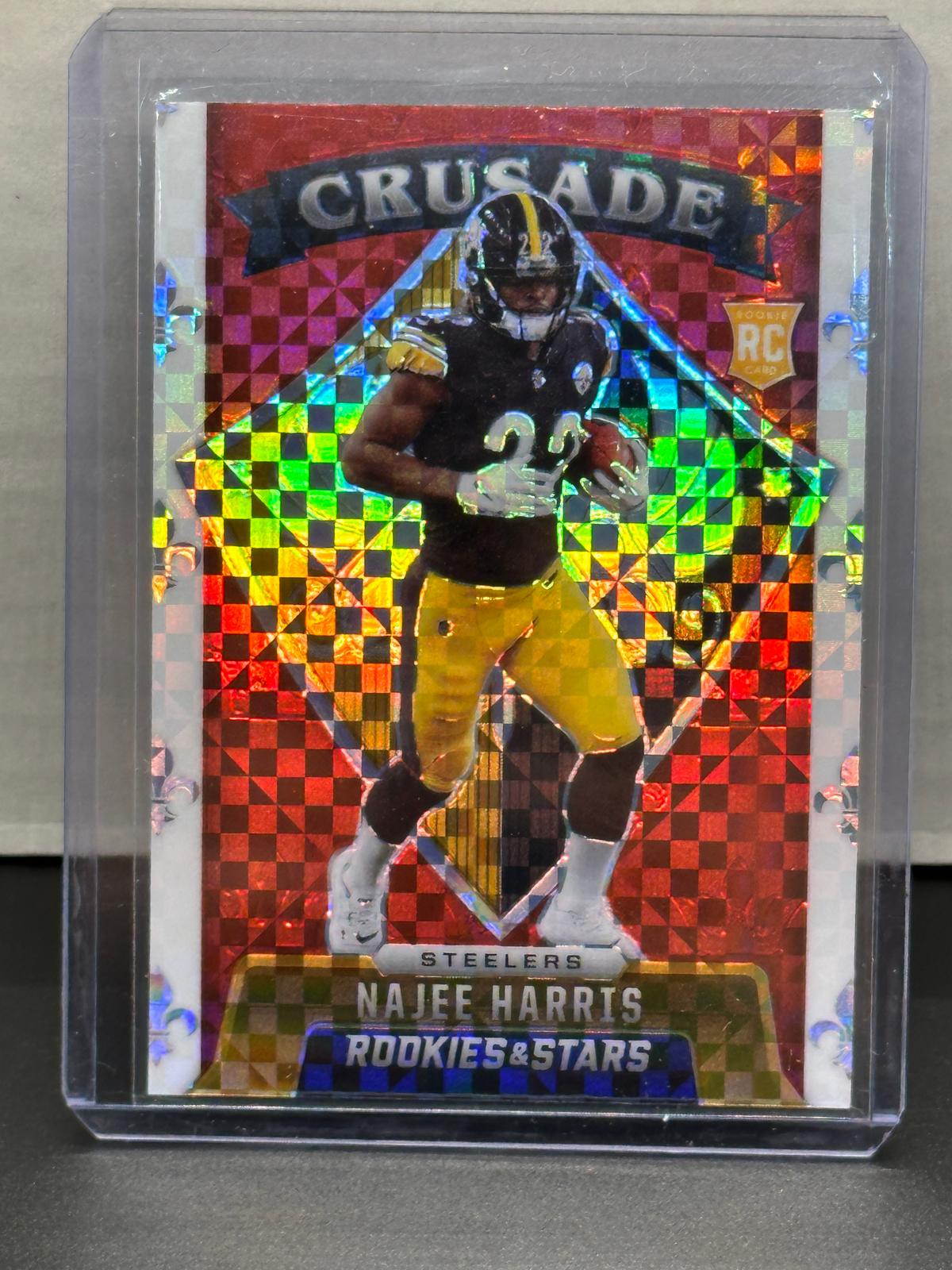 Najee Harris 2021 Panini Rookies and Stars Crusade Red Plaid Prizm Rookie RC Insert Parallel #CR-28