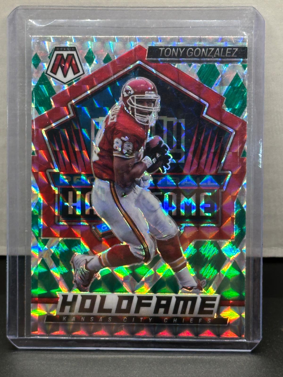 Tony Gonzalez 2022 Panini Mosaic Hall of Fame Silver Mosaic Prizm Insert #HF-13