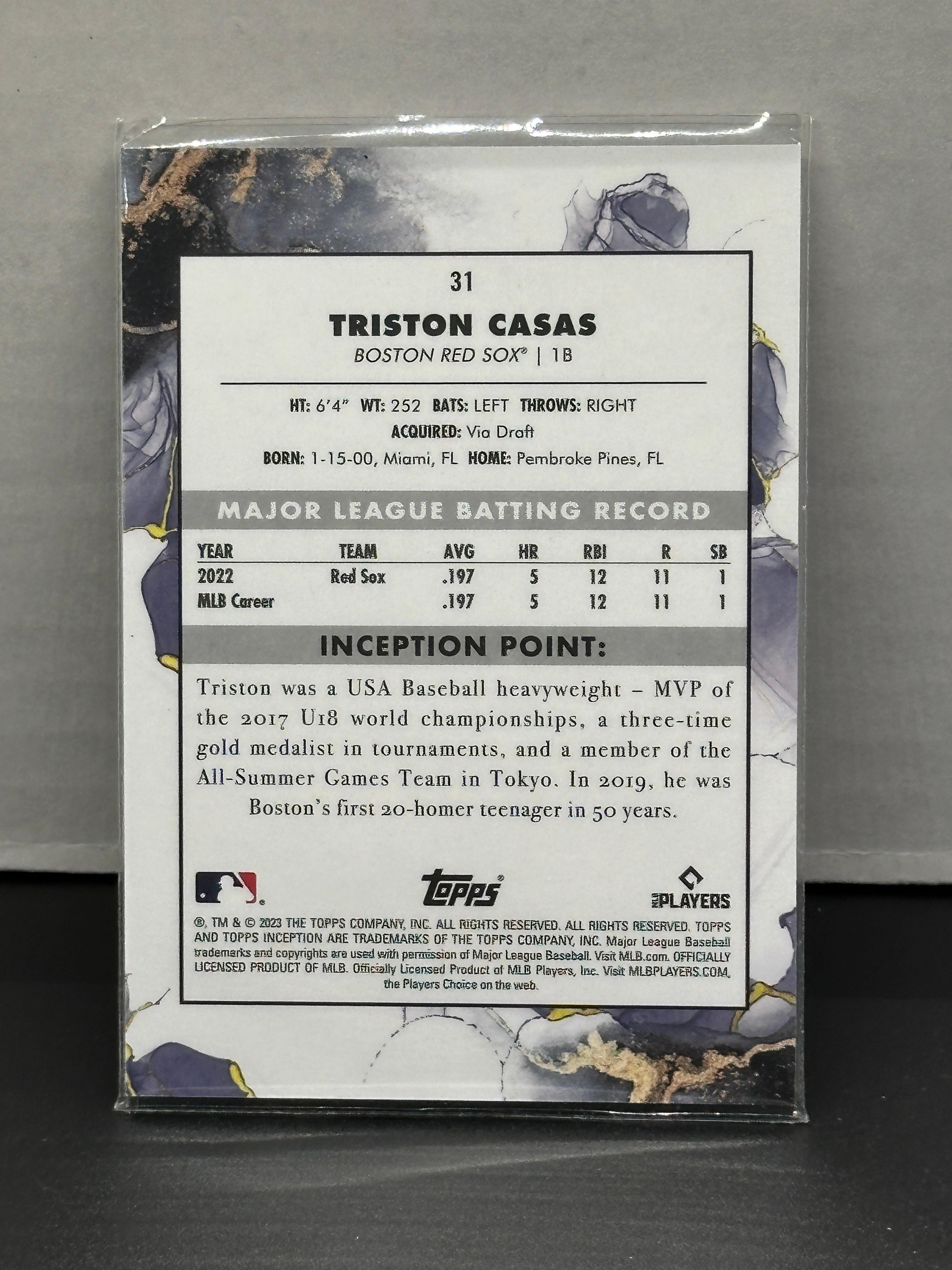 Triston Casas 2023 Topps Inception Rookie RC #31