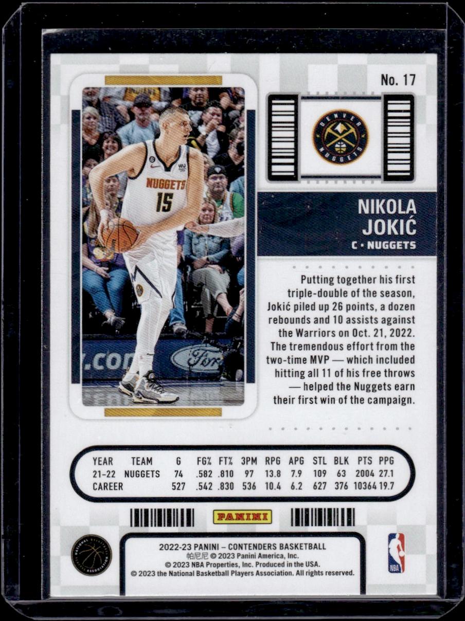 Nikola Jokic 2022-23 Panini Contenders Green Foil Parallel #17