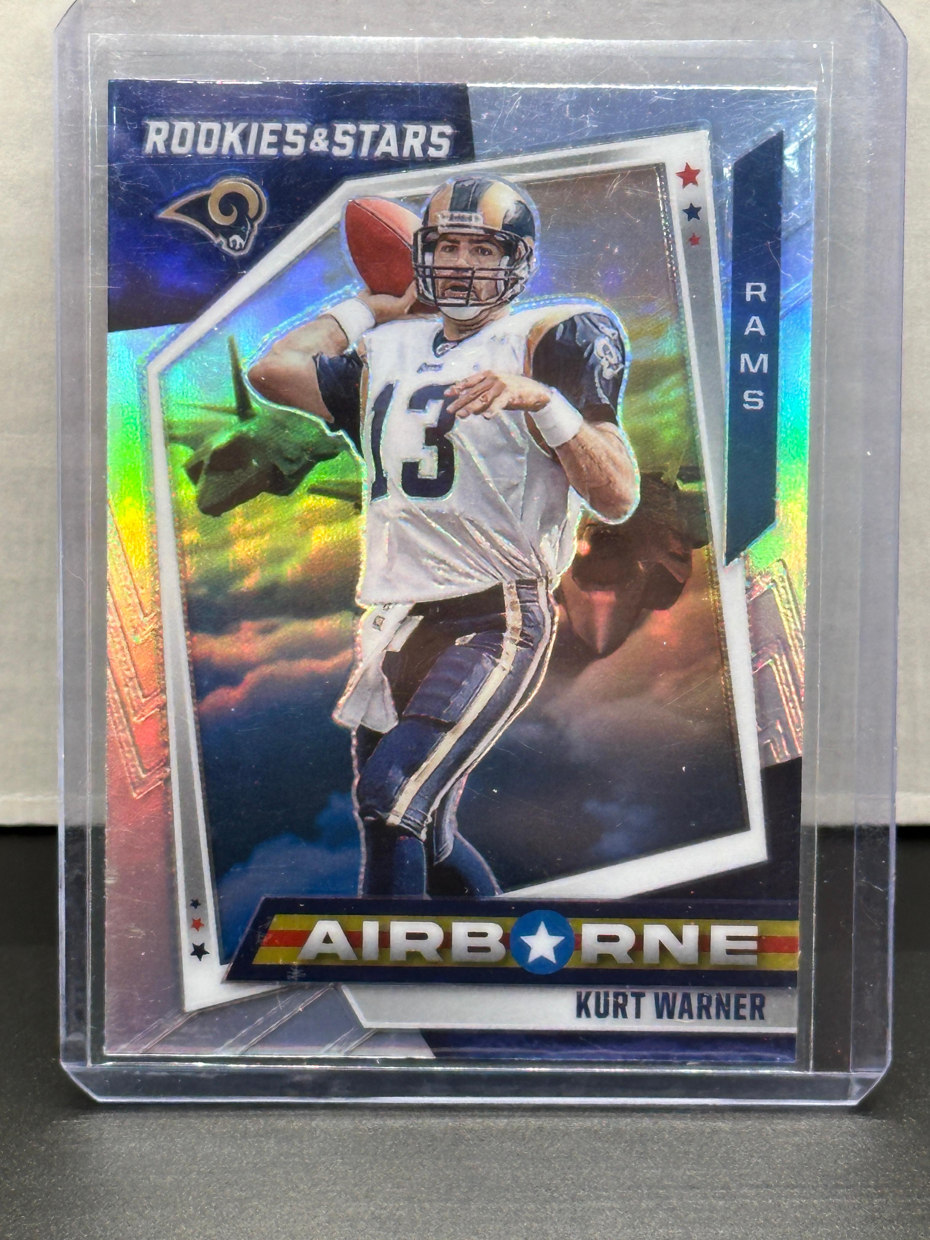 Kurt Warner 2021 Panini Rookies and Stars Airborne Silver Prizm Insert Parallel #AB-28