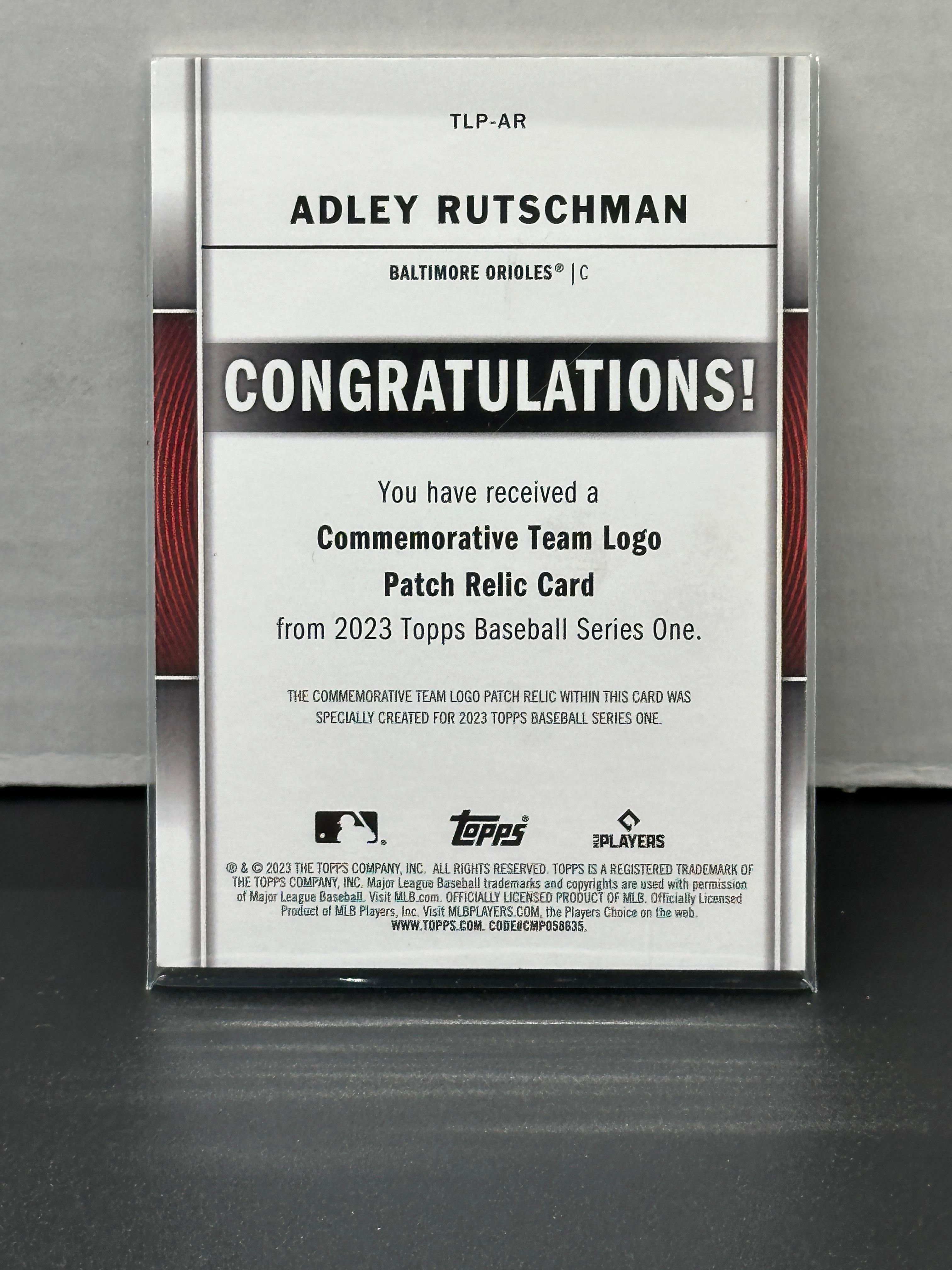 Adley Rutschman 2023 Topps Commemorative Team Logo Patch Rookie RC #TLP-AR