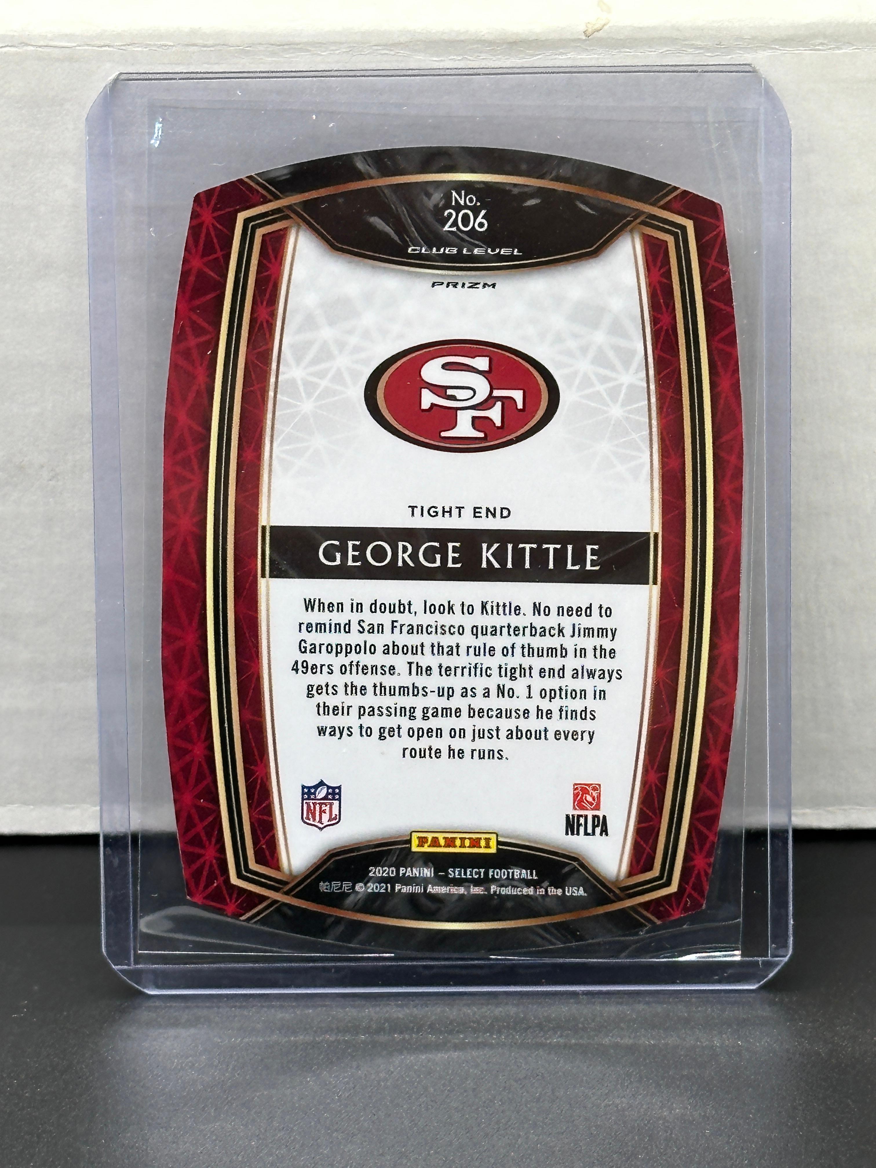 George Kittle 2020 Panini Select White Red Black Prizm Club Level Die Cut #206