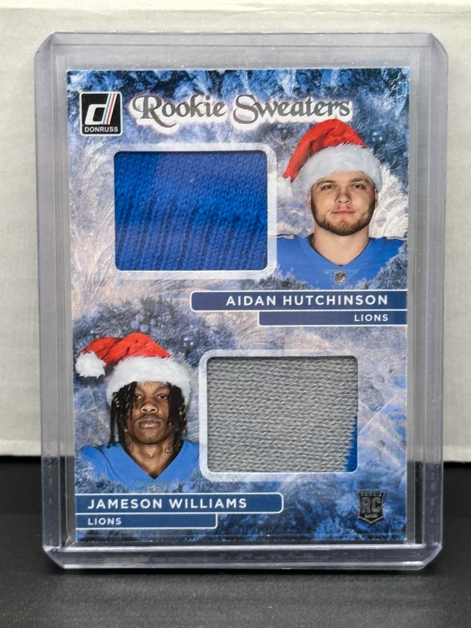 Aidan Hutchinson Jameson Williams 2022 Panini Donruss Rookie Sweaters Patch RC Insert #RHD-1