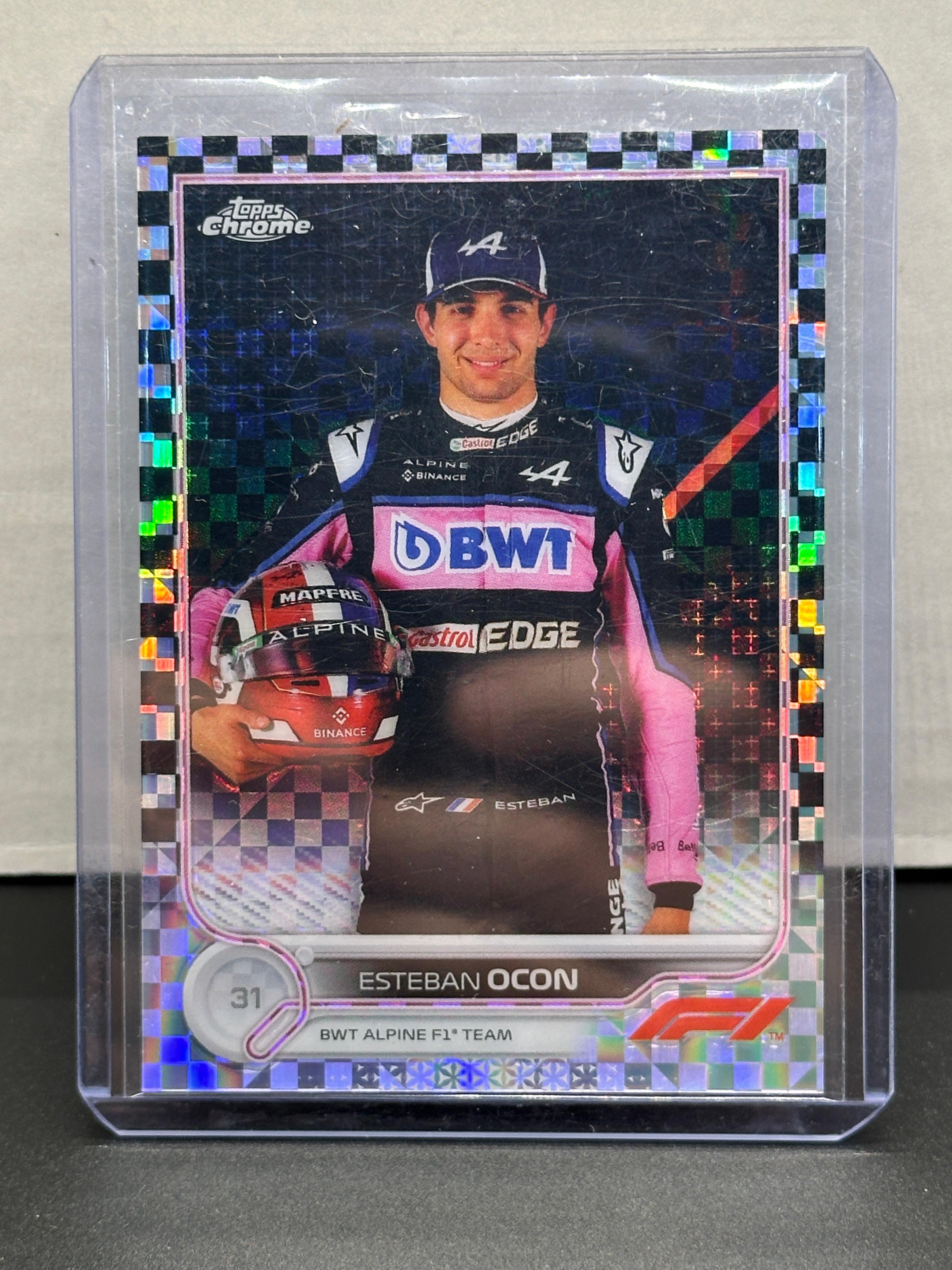 Esteban Ocon 2022 Topps Chrome Checker Flag Refractor #41