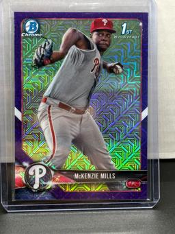 McKenzie Mills 2018 Bowman Chrome Mega Purple Mojo (#150/250) Refractor Rookie RC #BCP87