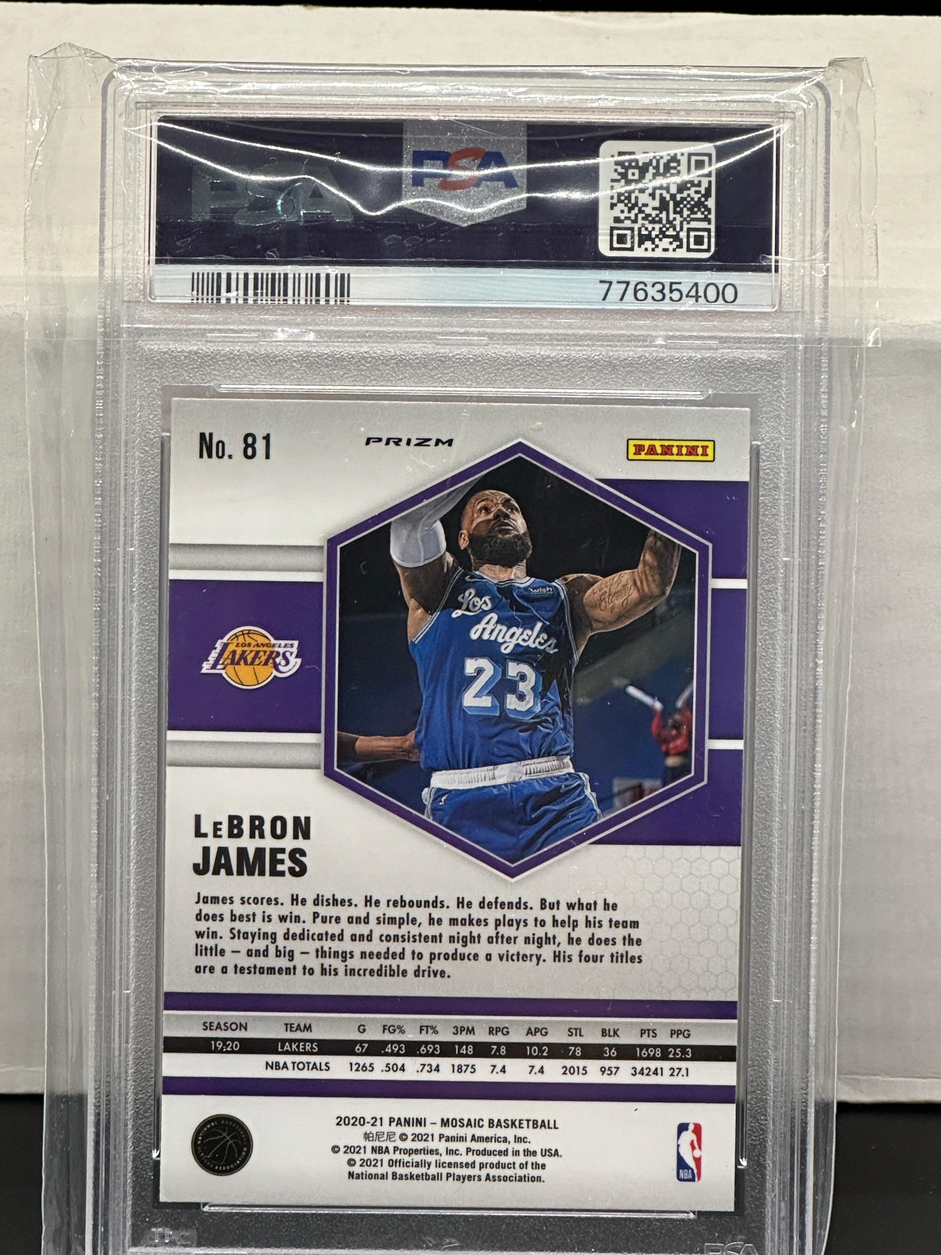 Lebron James 2020 Panini Mosaic Orange Reactive Prizm PSA 10 GEM MINT #81